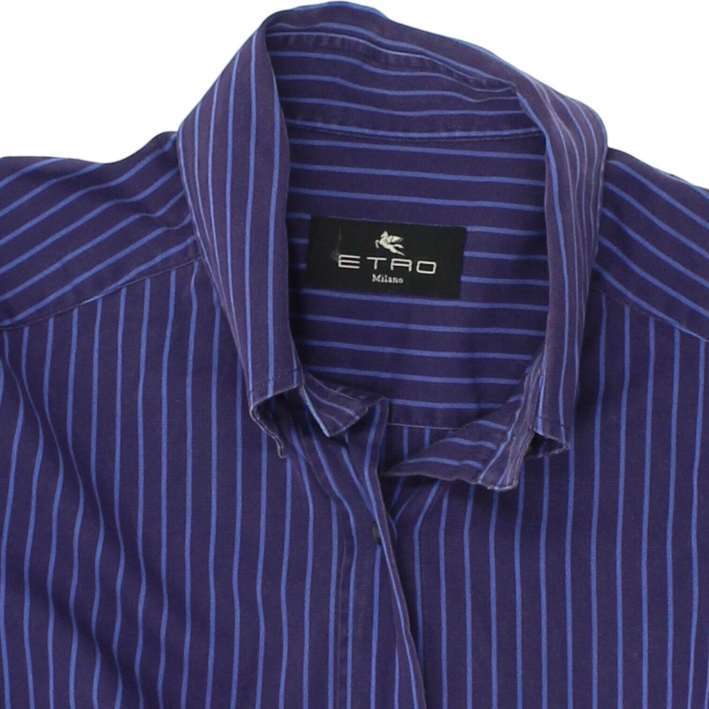 Etro Womens Purple Pin Stripe Button Down Collar Shirt | Vintage Designer VTG | Vintage Messina Hembry | Thrift | Second-Hand Messina Hembry | Used Clothing | Messina Hembry 