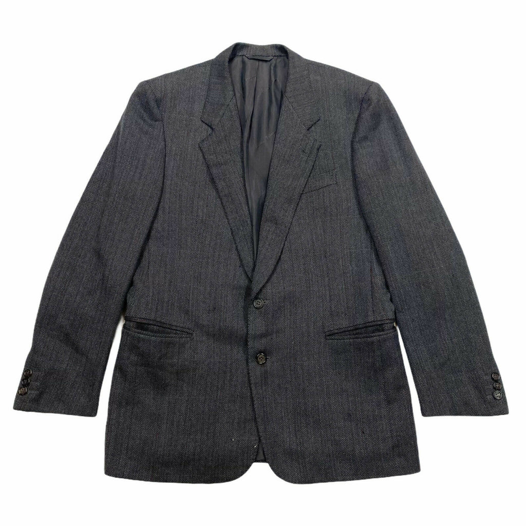 Salvatore Ferragamo Herringbone Blazer Jacket | Vintage Luxury Designer Grey VTG | Vintage Messina Hembry | Thrift | Second-Hand Messina Hembry | Used Clothing | Messina Hembry 