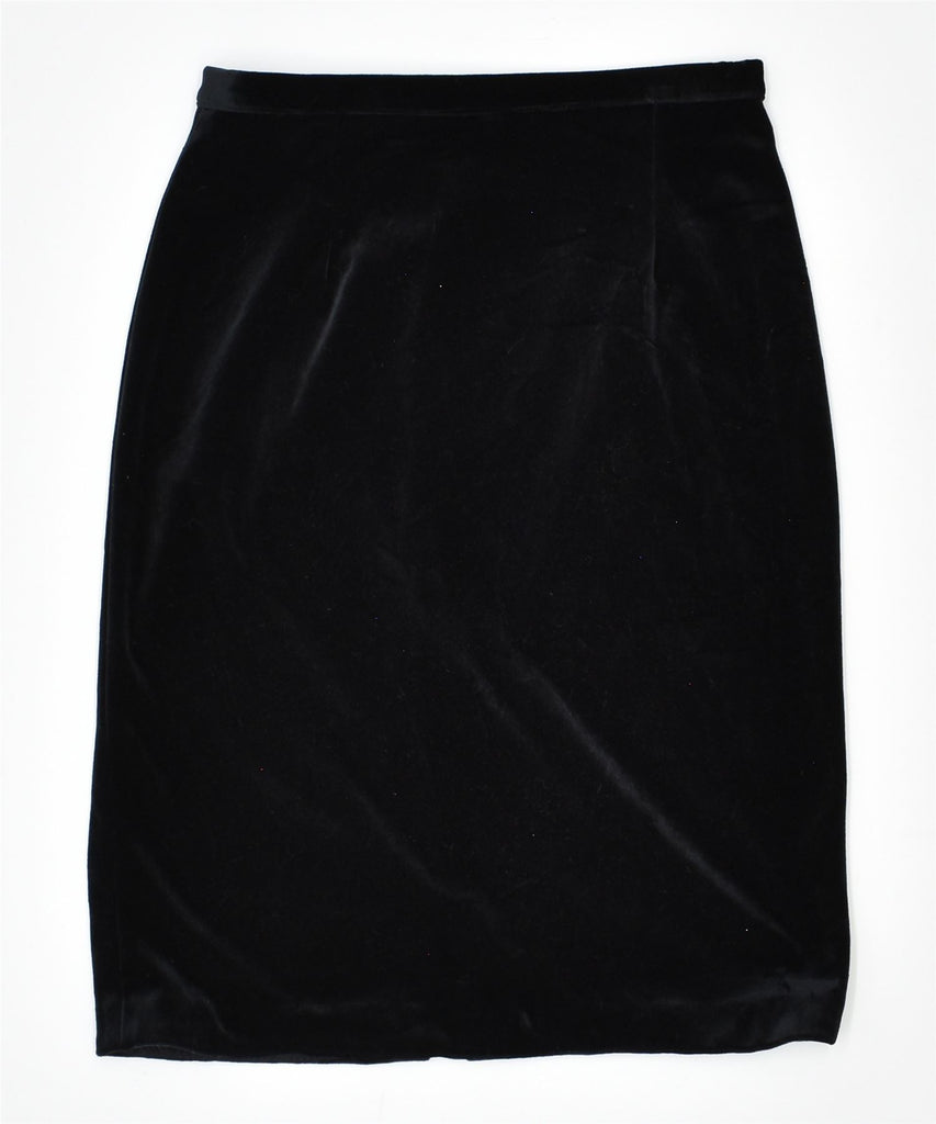 VINTAGE Womens Velvet Midi Skirt W25 XS Black Polyester | Vintage | Thrift | Second-Hand | Used Clothing | Messina Hembry 