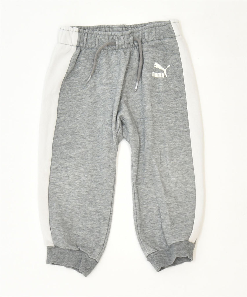 PUMA Girls Tracksuit Trousers Joggers 12-18 Months Grey Colourblock Sports | Vintage | Thrift | Second-Hand | Used Clothing | Messina Hembry 