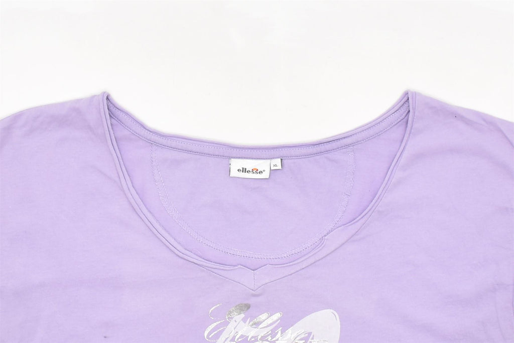 ELLESSE Womens Graphic T-Shirt Top UK 18 XL Purple Cotton | Vintage | Thrift | Second-Hand | Used Clothing | Messina Hembry 