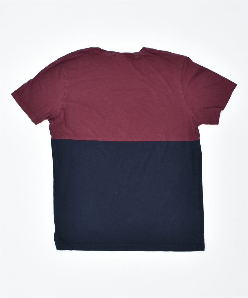 JACK & JONES Mens Graphic T-Shirt Top Small Burgundy Colourblock Cotton | Vintage | Thrift | Second-Hand | Used Clothing | Messina Hembry 