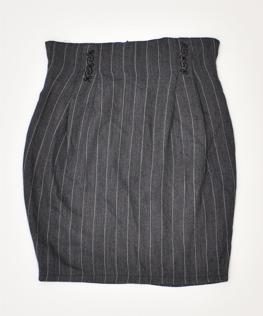 VINTAGE Womens Pencil Skirt IT 44 Medium W30 Grey Striped Viscose | Vintage | Thrift | Second-Hand | Used Clothing | Messina Hembry 