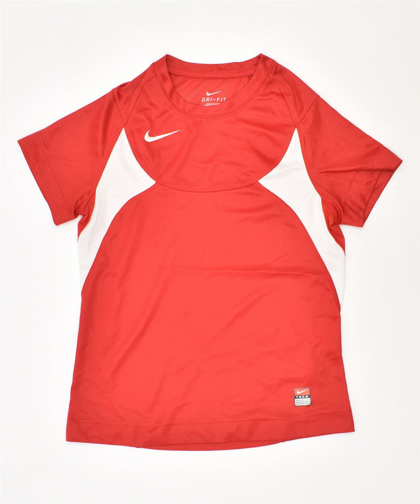 NIKE Girls Dri-Fit T-Shirt Top 7-8 Years Small Red Polyester | Vintage | Thrift | Second-Hand | Used Clothing | Messina Hembry 