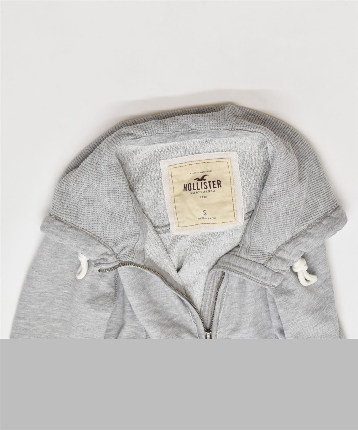 HOLLISTER Womens Zip Hoodie Sweater UK 8 Small Grey Cotton