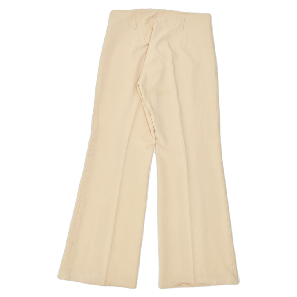 DI.DO Womens Wide Leg Casual Trousers IT 42 Medium W28 L34 Beige Polyester | Vintage | Thrift | Second-Hand | Used Clothing | Messina Hembry 