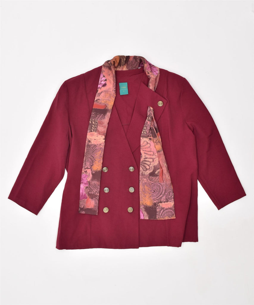 CANDA Womens Double Breasted Blazer Jacket UK 18 XL Maroon Viscose Vintage | Vintage | Thrift | Second-Hand | Used Clothing | Messina Hembry 