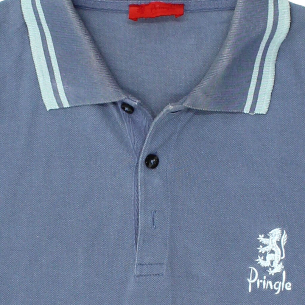 Pringle Mens Blue Short Sleeve Polo Shirt | Vintage High End Designer VTG | Vintage Messina Hembry | Thrift | Second-Hand Messina Hembry | Used Clothing | Messina Hembry 