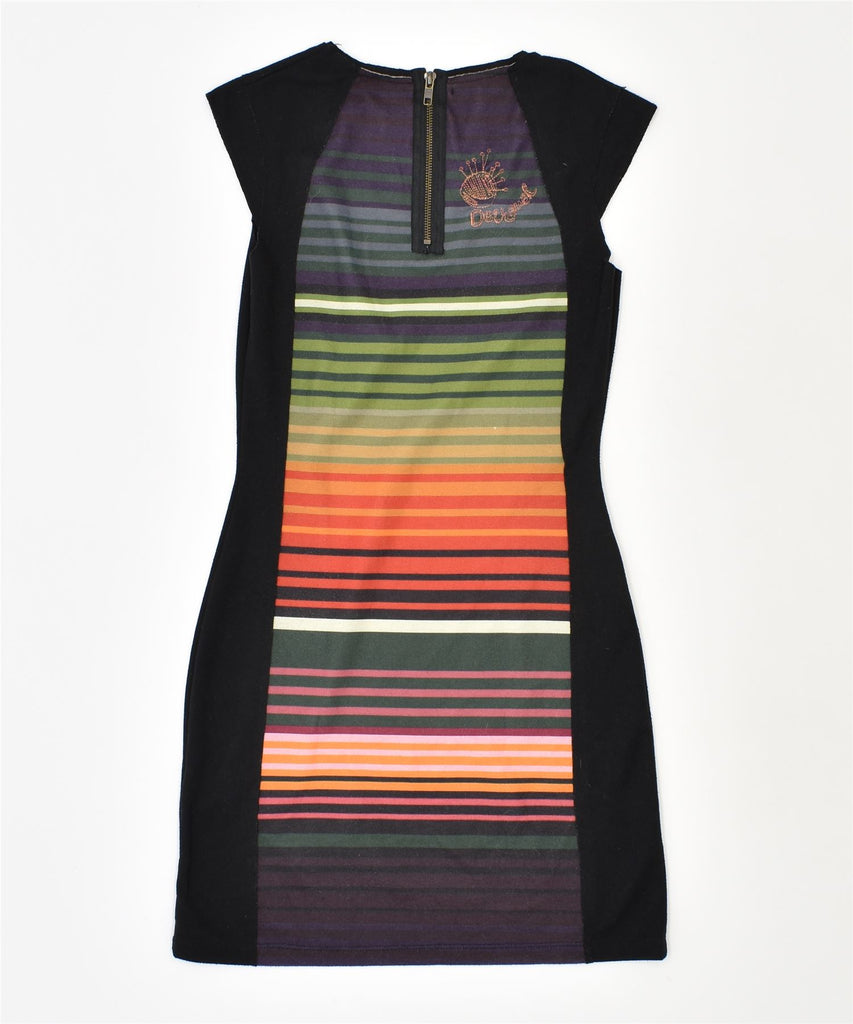 DESIGUAL Womens Sheath Dress UK 6 XS Multicoloured Striped Polyester | Vintage | Thrift | Second-Hand | Used Clothing | Messina Hembry 