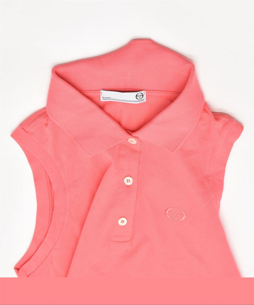 SERGIO TACCHINI Womens Sleeveless Polo Shirt IT 44 Medium Pink Cotton | Vintage | Thrift | Second-Hand | Used Clothing | Messina Hembry 