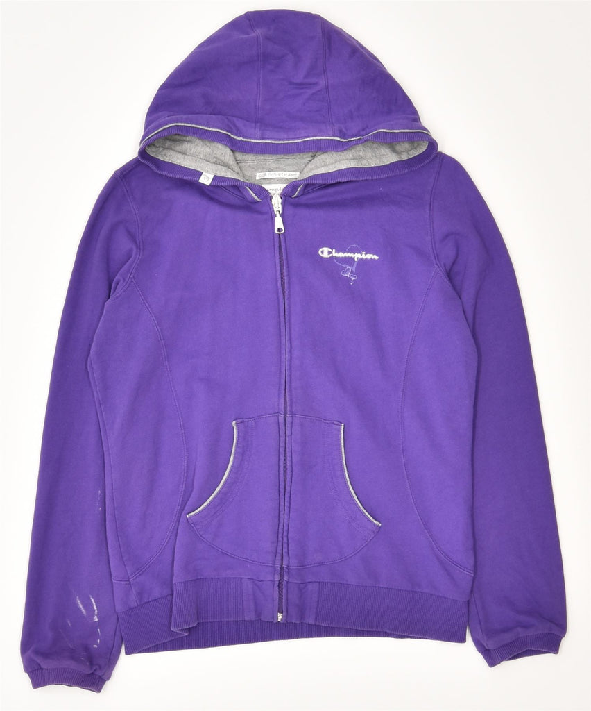 CHAMPION Girls Zip Hoodie Sweater 12-13 Years Purple Cotton | Vintage | Thrift | Second-Hand | Used Clothing | Messina Hembry 