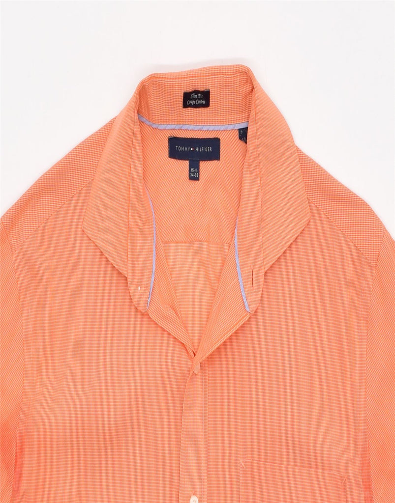 TOMMY HILFIGER Mens Slim Fit Shirt Size 15 1/2 Medium Orange Cotton | Vintage | Thrift | Second-Hand | Used Clothing | Messina Hembry 