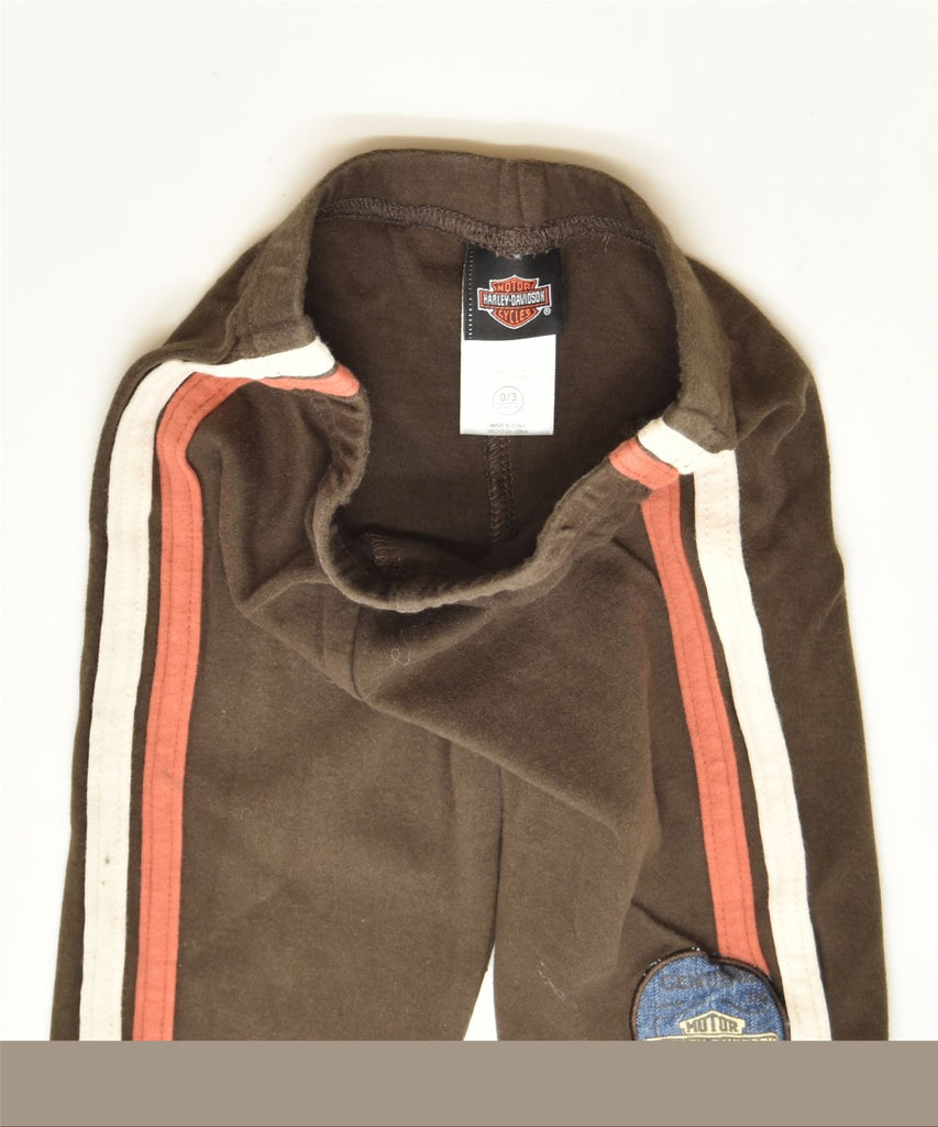 HARLEY DAVIDSON Girls Tracksuit Trousers 0-3 Months Khaki Cotton Sports | Vintage | Thrift | Second-Hand | Used Clothing | Messina Hembry 