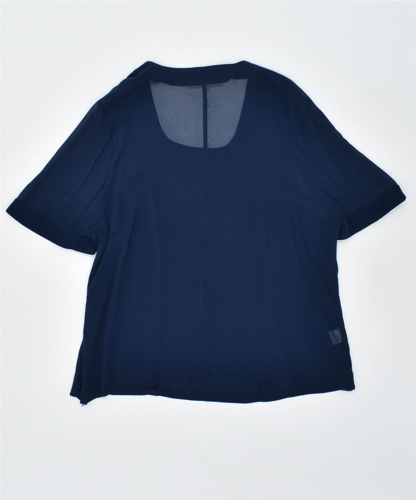ROSAMALVA Womens Blouse Top UK 20 2XL Navy Blue Acetate Vintage | Vintage | Thrift | Second-Hand | Used Clothing | Messina Hembry 