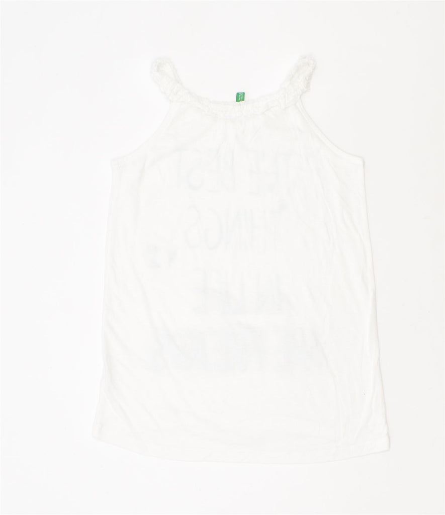 BENETTON Girls Sleeveless Graphic T-Shirt Top 4-5 Years White | Vintage | Thrift | Second-Hand | Used Clothing | Messina Hembry 