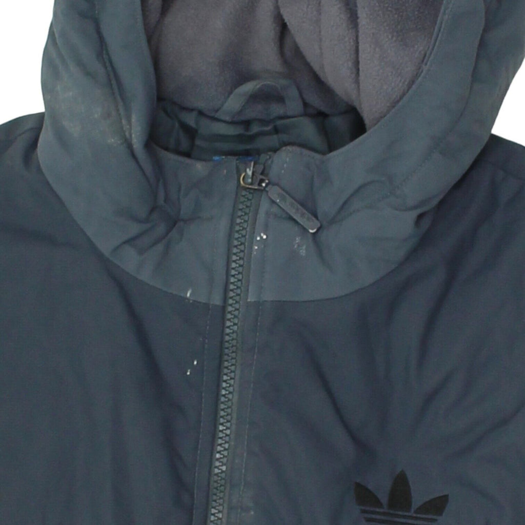 Adidas Mens Blue Padded Hoodie Jacket | Retro Designer Sportswear Small Hoody | Vintage Messina Hembry | Thrift | Second-Hand Messina Hembry | Used Clothing | Messina Hembry 