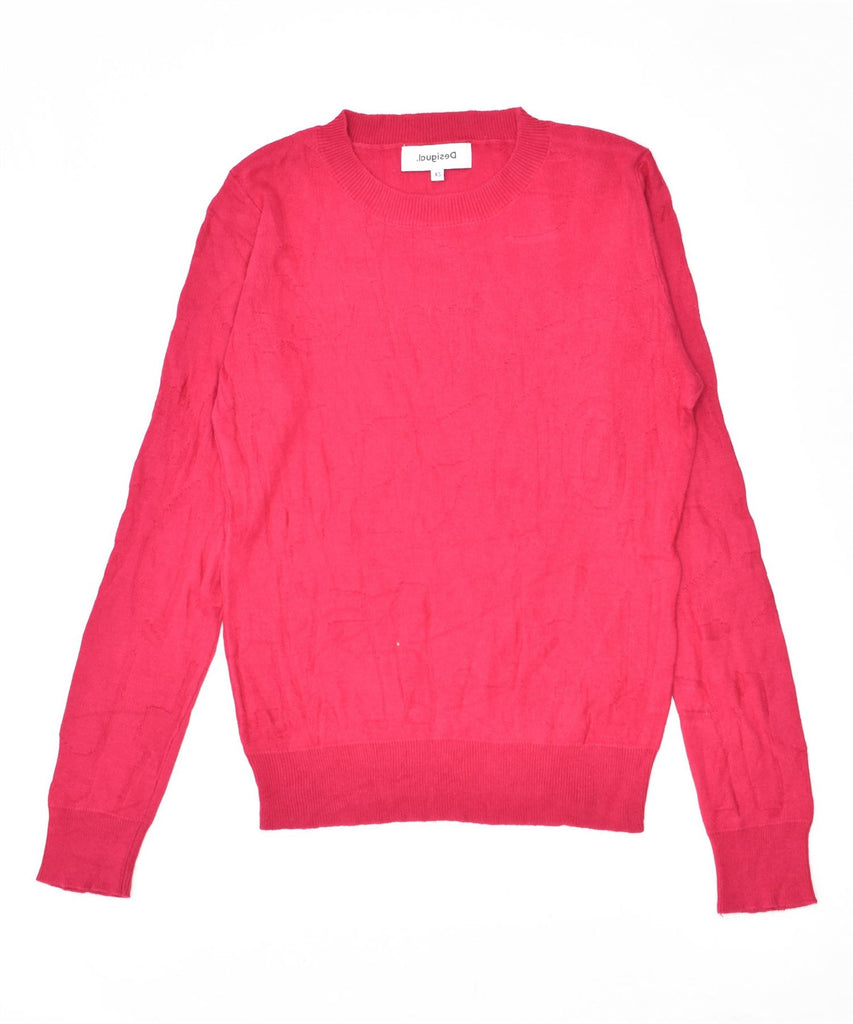 DESIGUAL Womens Crew Neck Jumper Sweater UK 4 XS Pink | Vintage | Thrift | Second-Hand | Used Clothing | Messina Hembry 