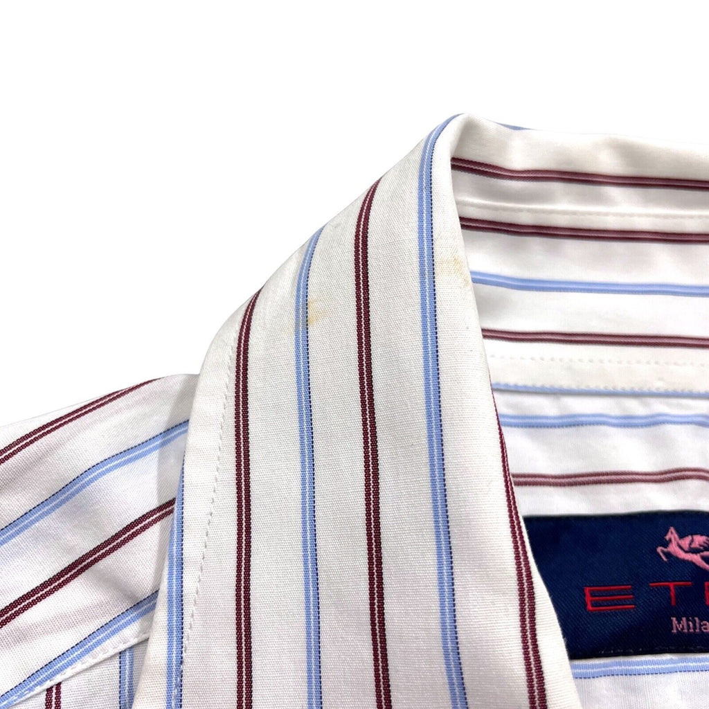 Etro Spread Collar Striped Shirt | Vintage High End Luxury Designer White VTG | Vintage Messina Hembry | Thrift | Second-Hand Messina Hembry | Used Clothing | Messina Hembry 