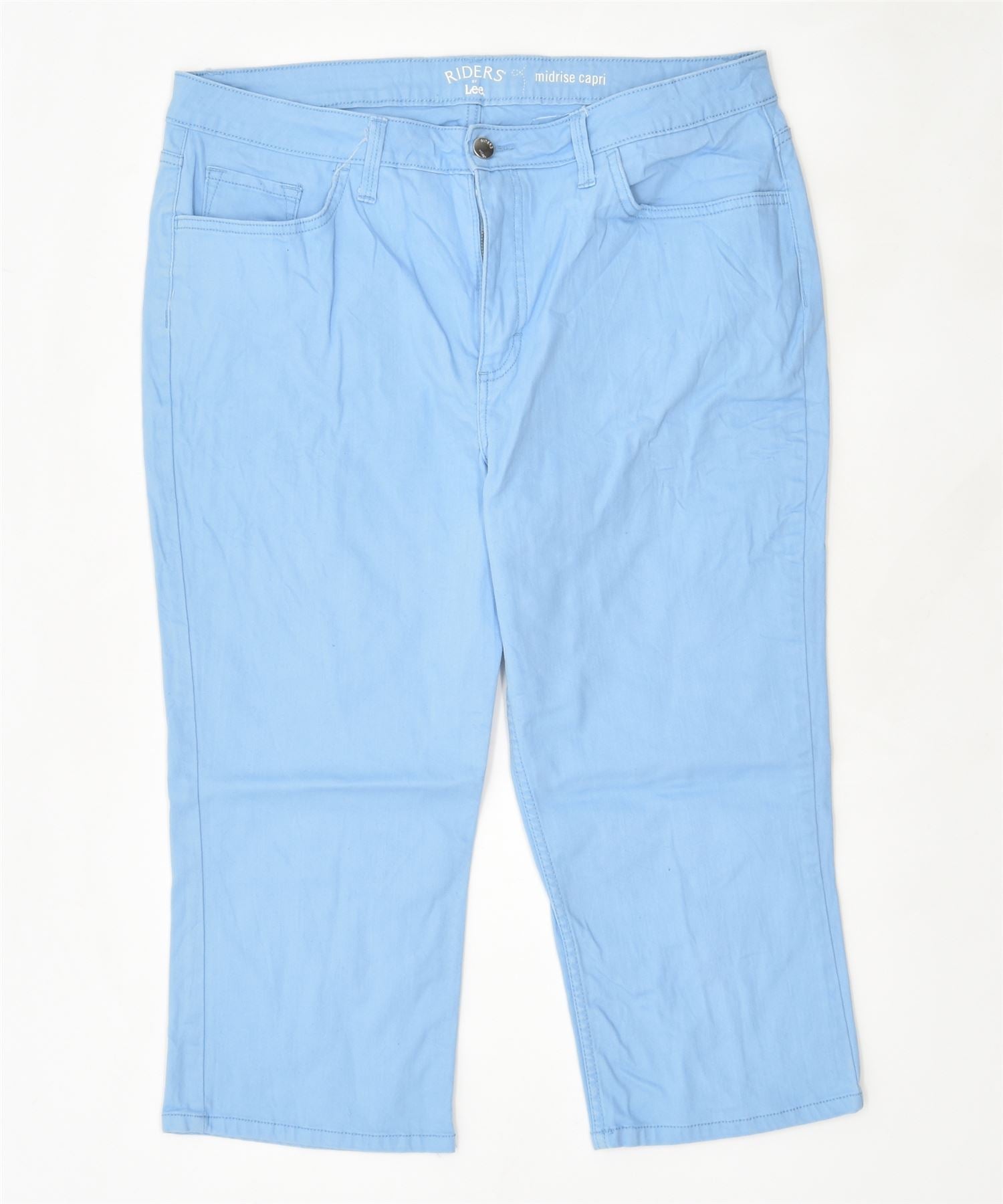 LEE Womens Riders Midrise Capri Trousers US 14 XL W34 L20 Blue Cotton, Vintage & Second-Hand Clothing Online