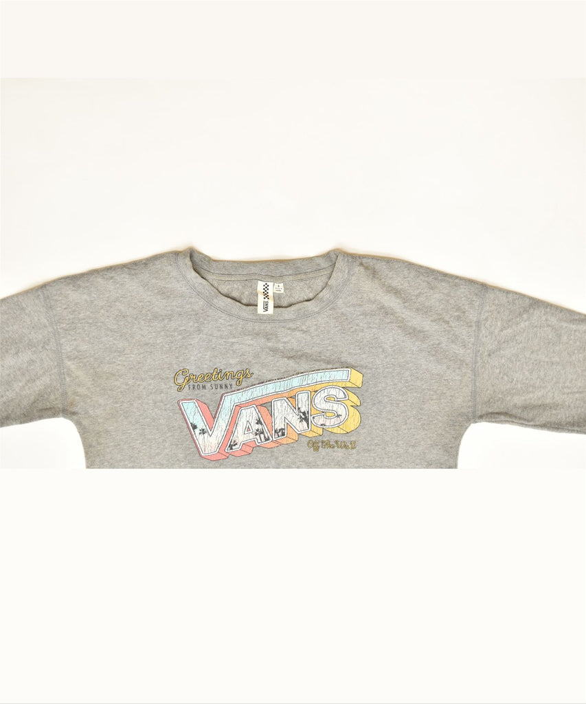 VANS Womens Graphic Sweatshirt Jumper UK 8 Small Grey Classic | Vintage | Thrift | Second-Hand | Used Clothing | Messina Hembry 