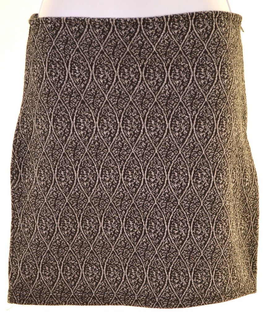 VINTAGE Womens Mini Skirt W24 XS Black Geometric Polyester - Second Hand & Vintage Designer Clothing - Messina Hembry