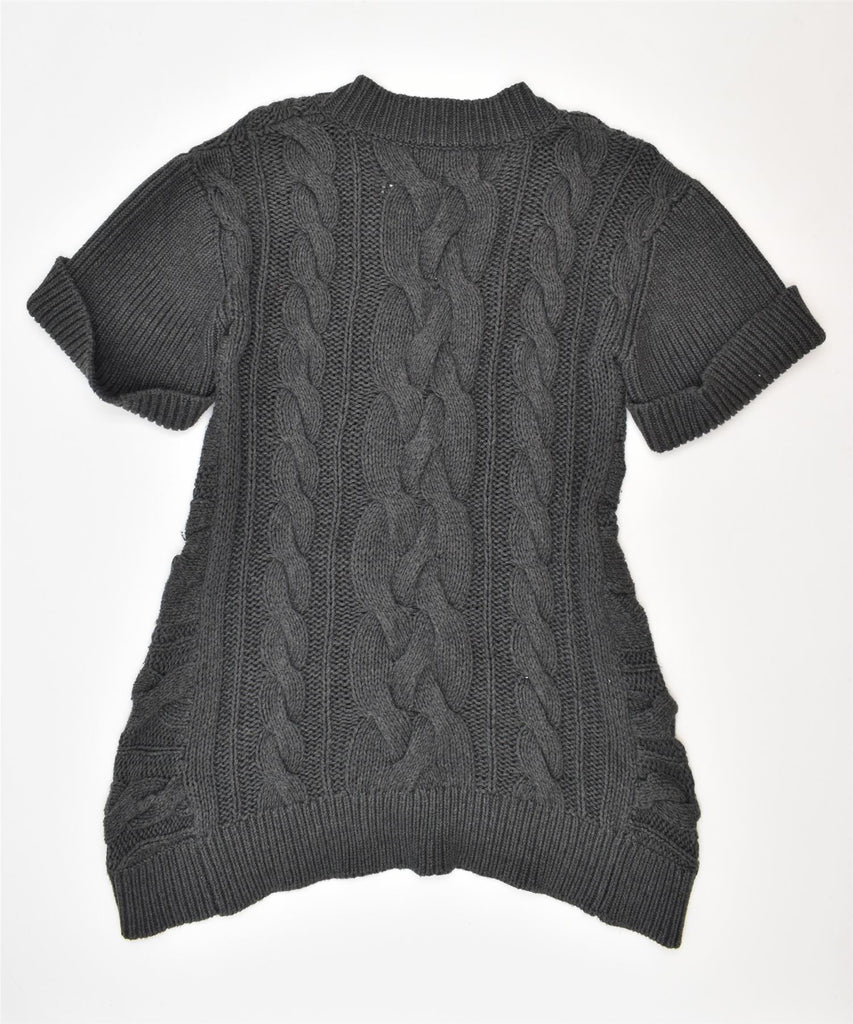 DKNY Girls Asymmetric Short Sleeve Cardigan Sweater 15-16 Years Grey | Vintage | Thrift | Second-Hand | Used Clothing | Messina Hembry 