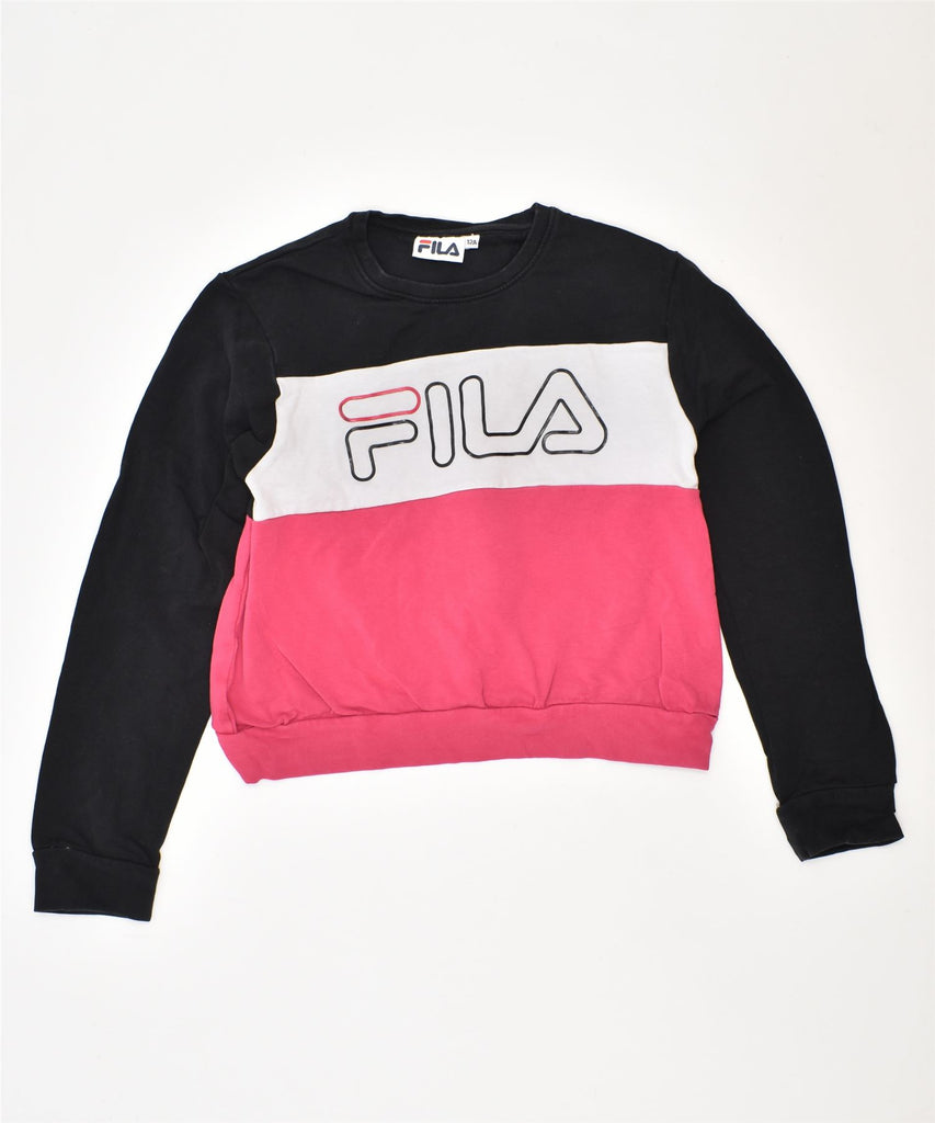 FILA Boys Graphic Sweatshirt Jumper 11-12 Years Black Cotton | Vintage | Thrift | Second-Hand | Used Clothing | Messina Hembry 