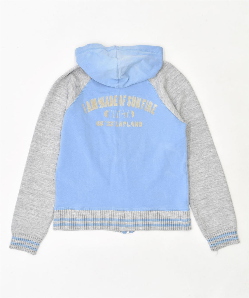 INVICTA Womens Zip Hoodie Sweater UK 14 Medium Blue Colourblock Cotton | Vintage | Thrift | Second-Hand | Used Clothing | Messina Hembry 