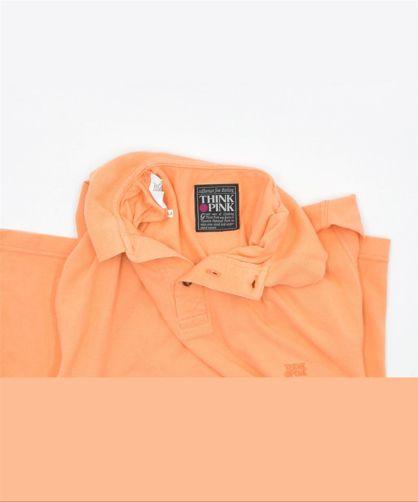 THINK PINK Mens Polo Shirt Small Orange Cotton | Vintage | Thrift | Second-Hand | Used Clothing | Messina Hembry 