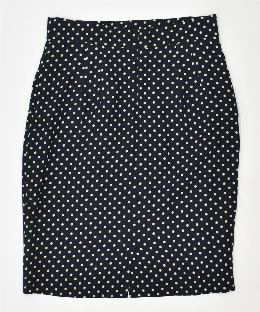 K.T. Womens Pencil Skirt UK 14 Medium W30 Navy Blue Polka Dot Vintage | Vintage | Thrift | Second-Hand | Used Clothing | Messina Hembry 