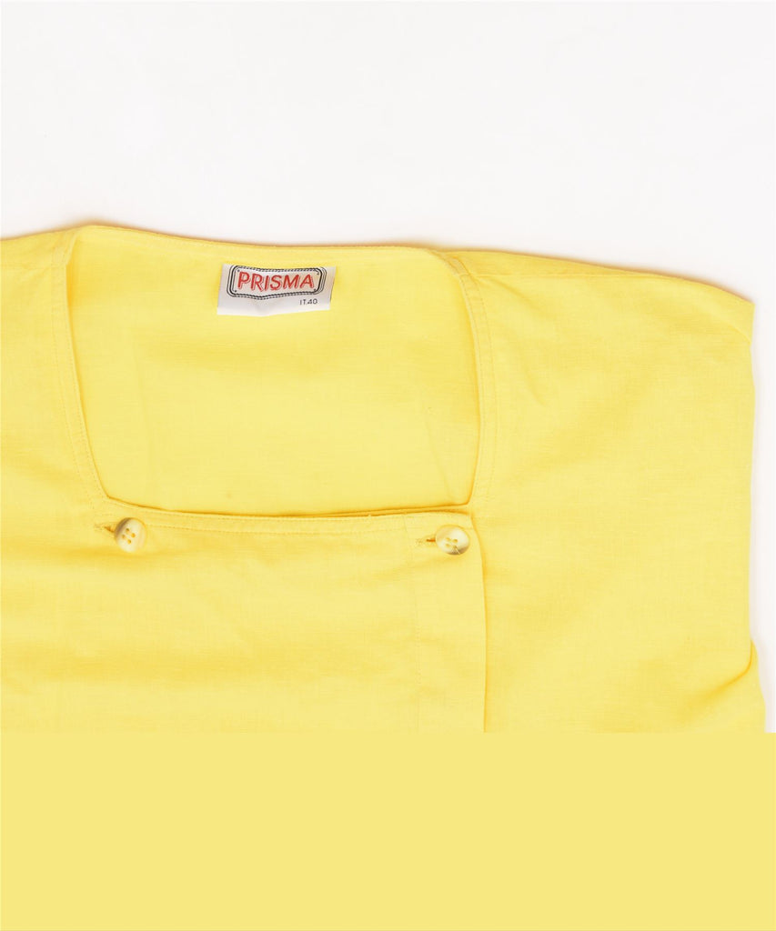 PRISMA Womens Short Sleeve Shirt Blouse IT 40 Small Yellow Cotton Vintage | Vintage | Thrift | Second-Hand | Used Clothing | Messina Hembry 