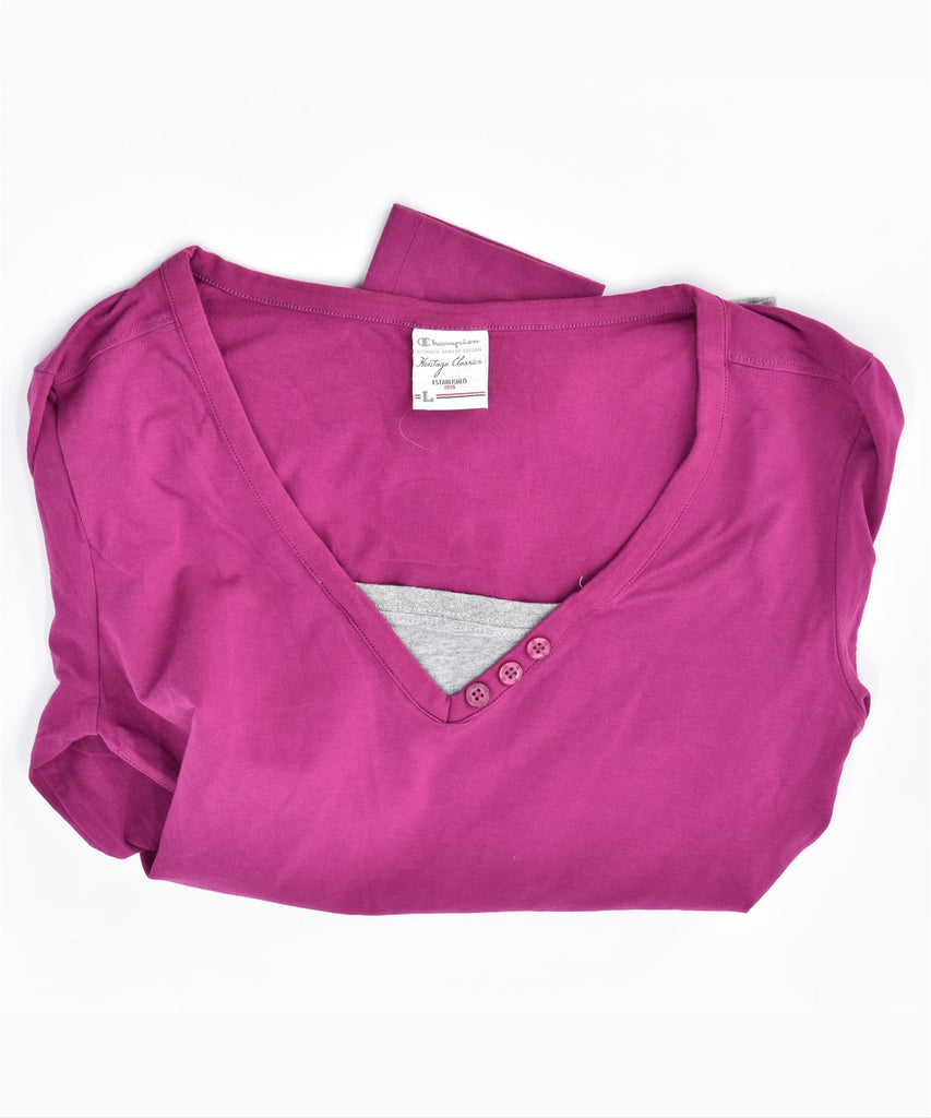 CHAMPION Girls Top Long Sleeve 15-16 Years Pink Cotton | Vintage | Thrift | Second-Hand | Used Clothing | Messina Hembry 