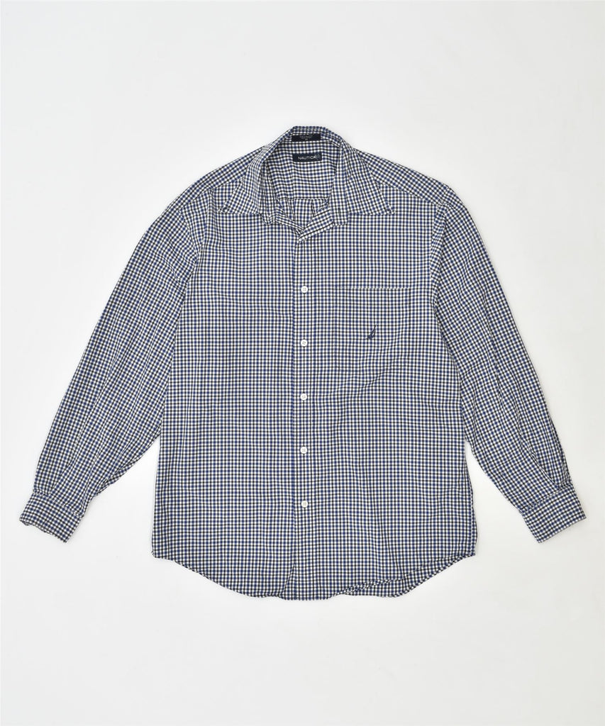 NAUTICA Mens Shirt Medium Blue Check Cotton | Vintage | Thrift | Second-Hand | Used Clothing | Messina Hembry 