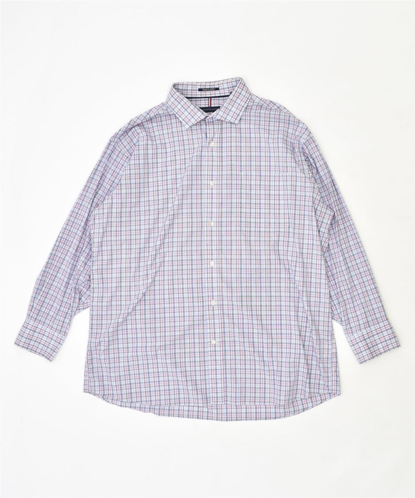 TOMMY HILFIGER Mens Regular Fit Shirt Size 17 17 1/2 XL Blue Check Cotton | Vintage | Thrift | Second-Hand | Used Clothing | Messina Hembry 