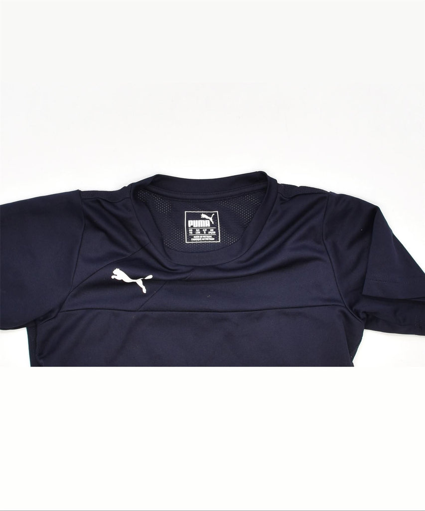 PUMA Boys T-Shirt Top 7-8 Years Navy Blue Polyester | Vintage | Thrift | Second-Hand | Used Clothing | Messina Hembry 