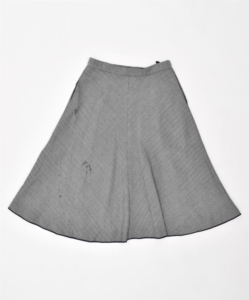 IL SETACCIO BIELLA Womens Flared Skirt IT 42 Medium W26 Grey Herringbone | Vintage | Thrift | Second-Hand | Used Clothing | Messina Hembry 