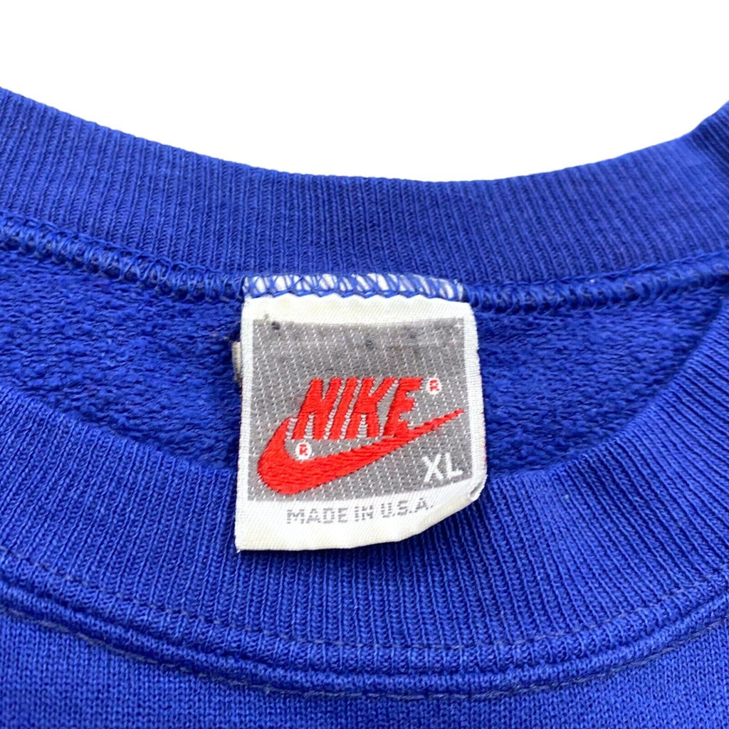 Nike Air Big Logo Print Sweatshirt | Vintage 80s Retro Sports Jumper Blue VTG | Vintage Messina Hembry | Thrift | Second-Hand Messina Hembry | Used Clothing | Messina Hembry 