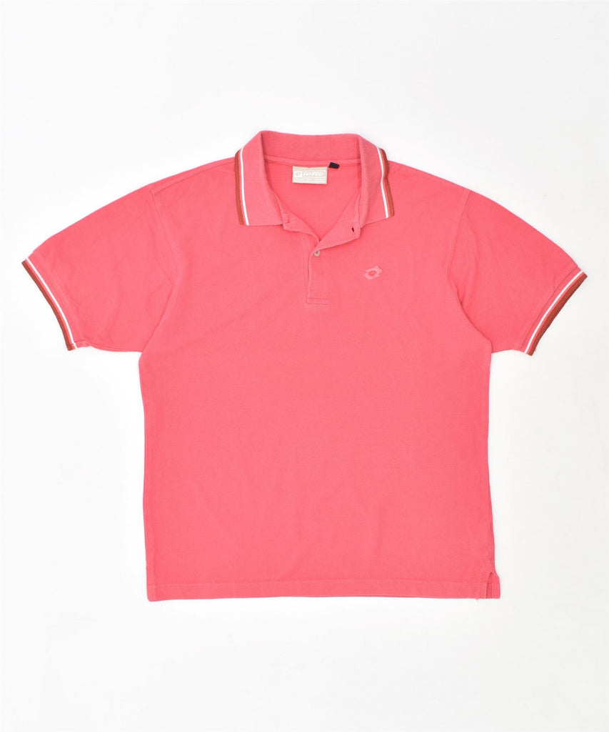 LOTTO Mens Polo Shirt Medium Pink Cotton | Vintage | Thrift | Second-Hand | Used Clothing | Messina Hembry 