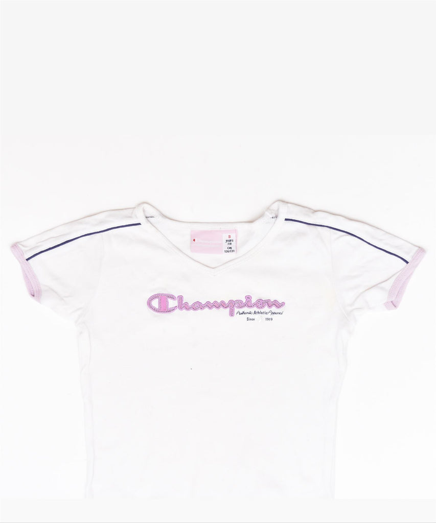 CHAMPION Girls Graphic T-Shirt Top 7-8 Years Small White | Vintage | Thrift | Second-Hand | Used Clothing | Messina Hembry 