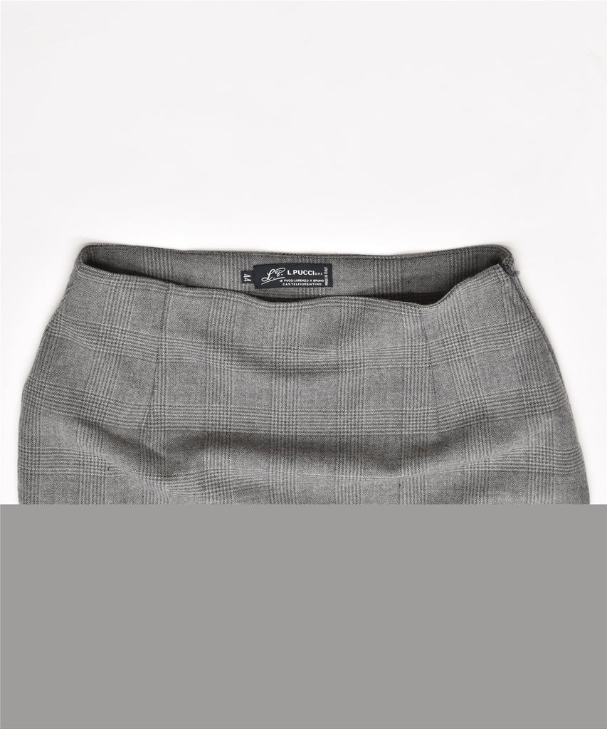 L.PUCCI Womens Mini Pencil Skirt IT 44 Medium W30 Grey Check Polyester | Vintage | Thrift | Second-Hand | Used Clothing | Messina Hembry 