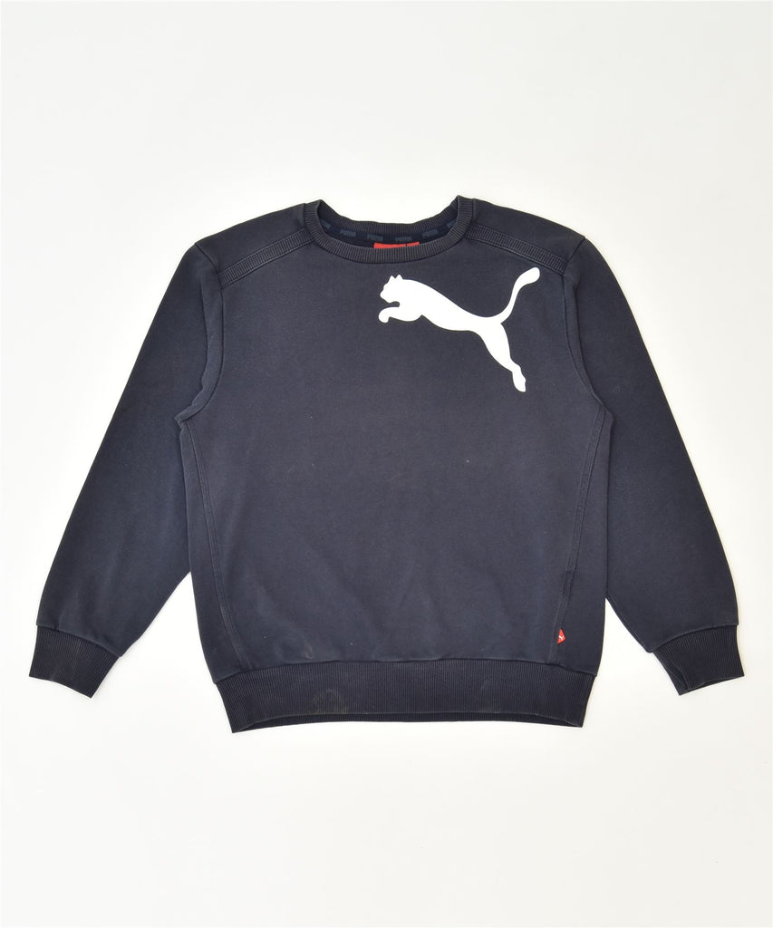 PUMA Boys Graphic Sweatshirt Jumper 13-14 Years Navy Blue Cotton Sports | Vintage | Thrift | Second-Hand | Used Clothing | Messina Hembry 