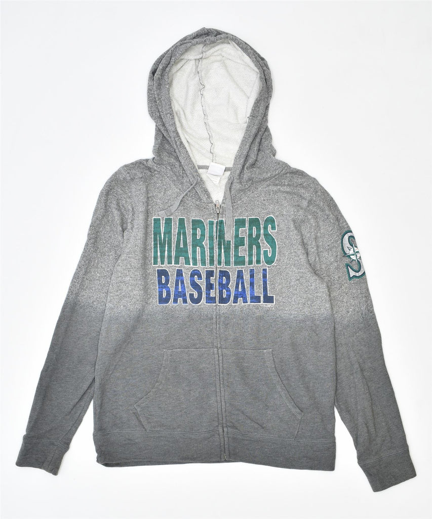 MAJESTIC Mens Mariners Baseball Graphic Hoodie Jumper Large Grey Cotton | Vintage | Thrift | Second-Hand | Used Clothing | Messina Hembry 