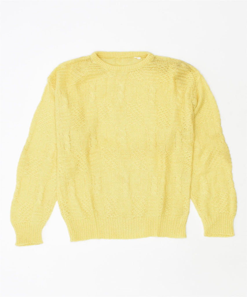 VINTAGE Womens Crew Neck Jumper Sweater UK 14 Large Yellow Acrylic | Vintage | Thrift | Second-Hand | Used Clothing | Messina Hembry 