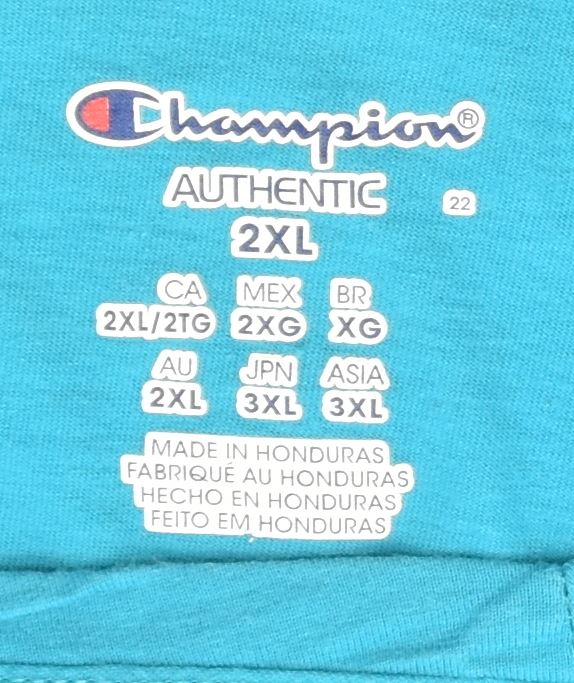 CHAMPION Womens T-Shirt Top 2XL Blue Cotton | Vintage | Thrift | Second-Hand | Used Clothing | Messina Hembry 