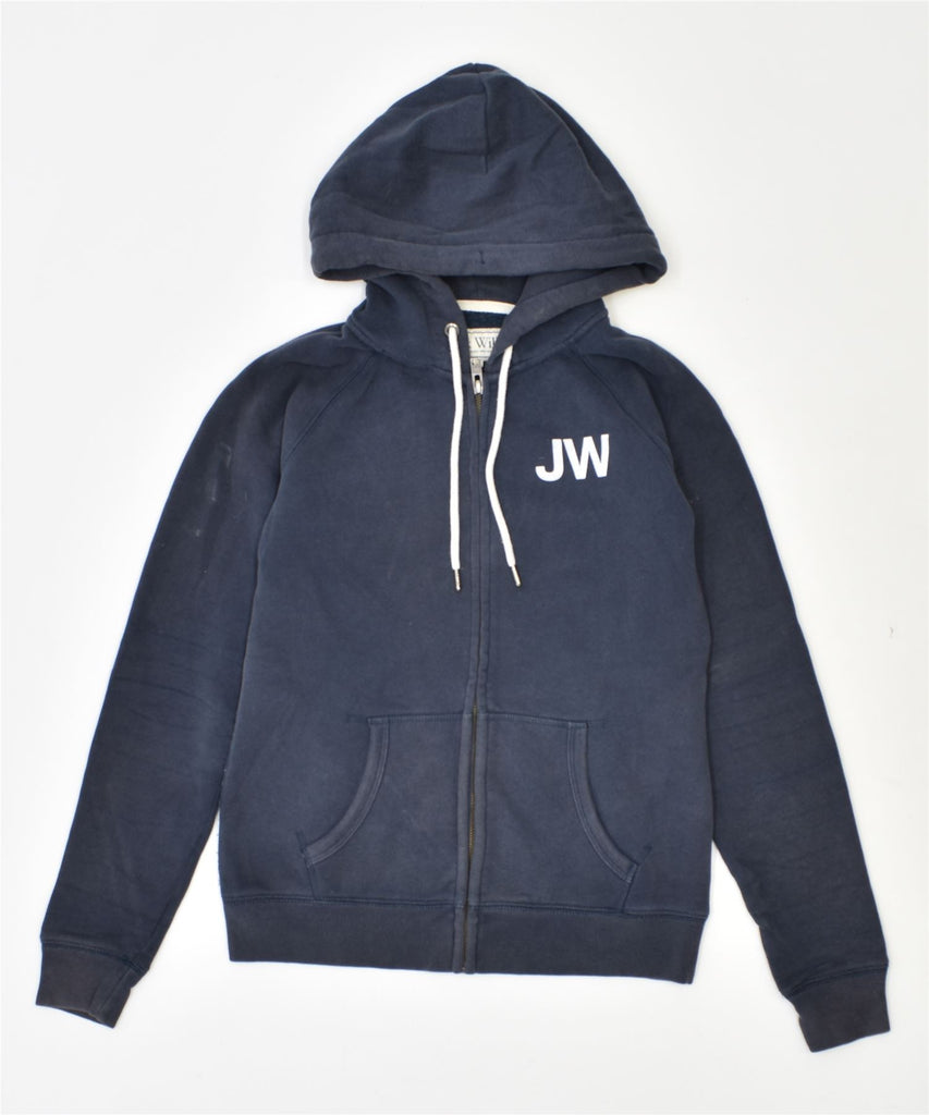 JACK WILLS Womens Zip Hoodie Sweater UK 10 Small Navy Blue Cotton | Vintage | Thrift | Second-Hand | Used Clothing | Messina Hembry 