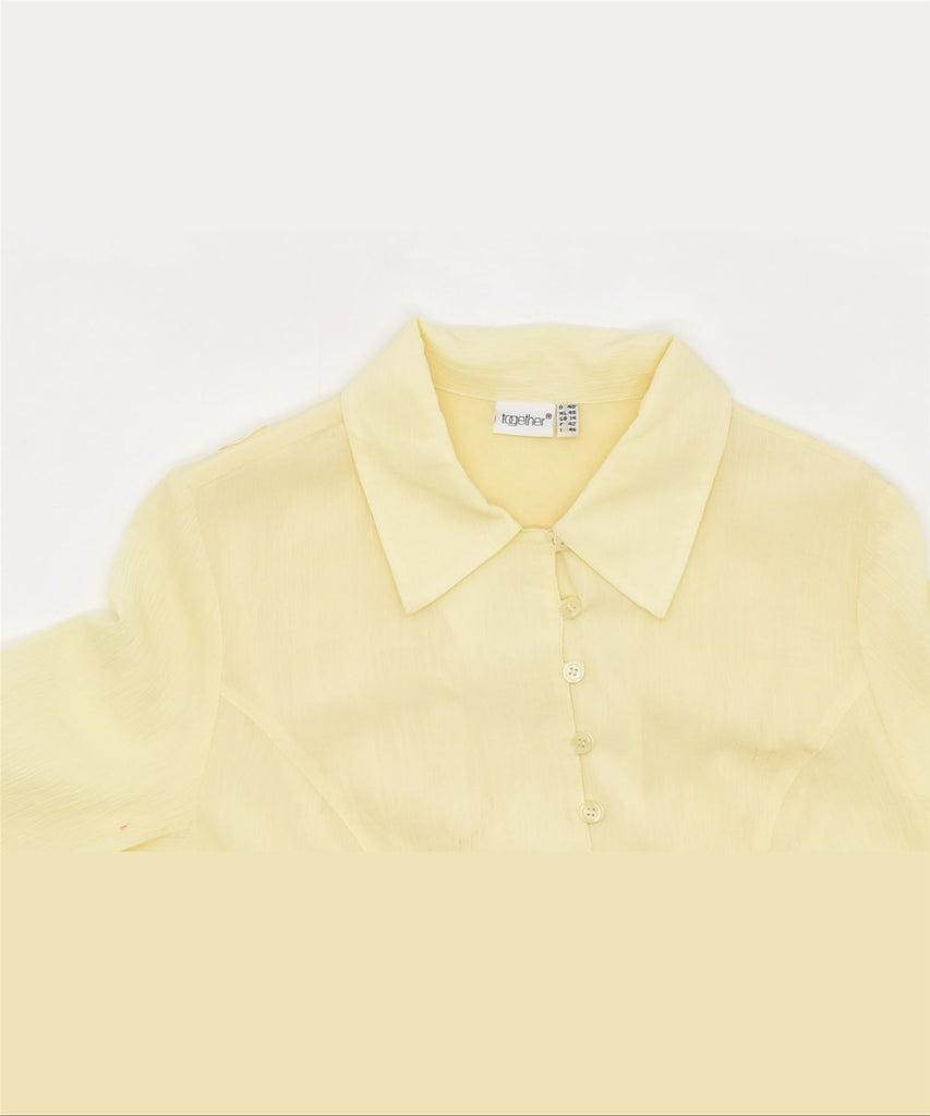 TOGETHER Womens Shirt Blouse UK 14 Large Yellow Polyester Vintage | Vintage | Thrift | Second-Hand | Used Clothing | Messina Hembry 