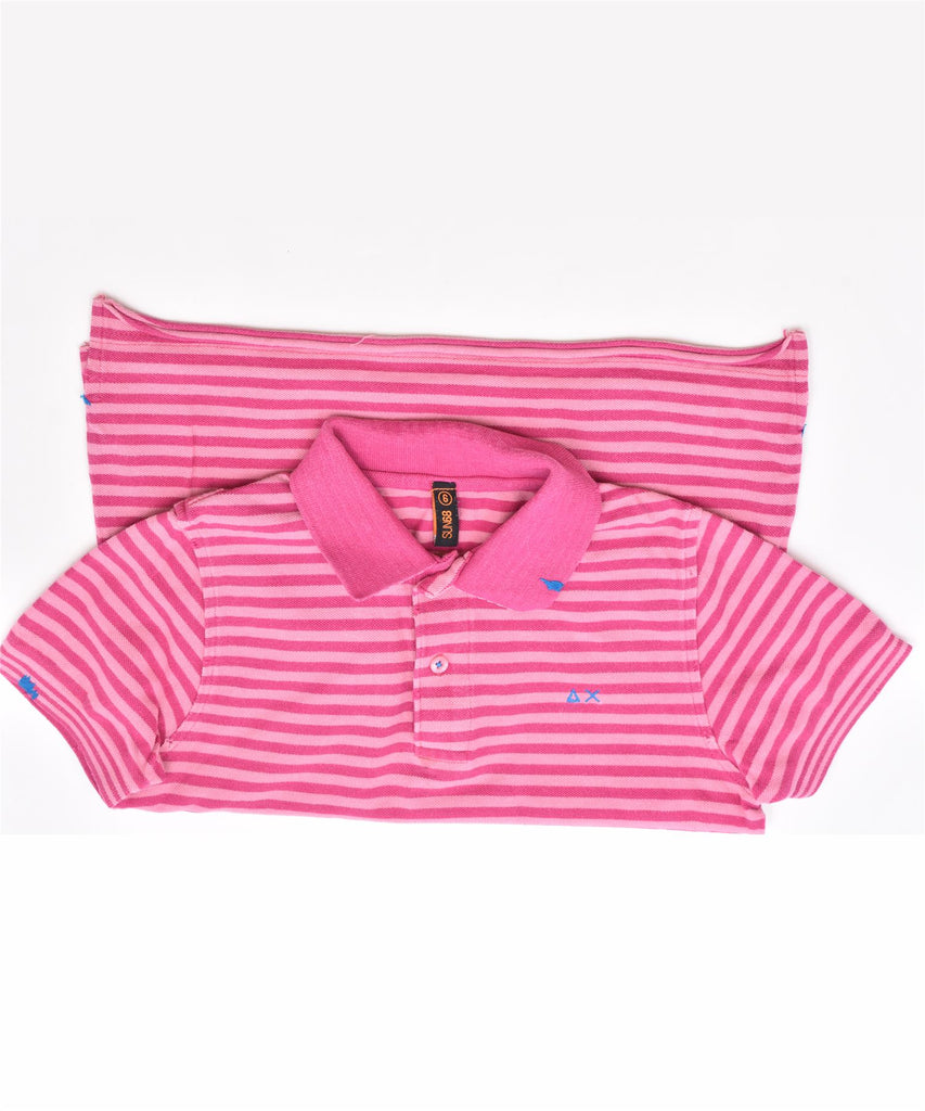 SUN68 Boys Polo Shirt 5-6 Years Pink Striped Cotton | Vintage | Thrift | Second-Hand | Used Clothing | Messina Hembry 