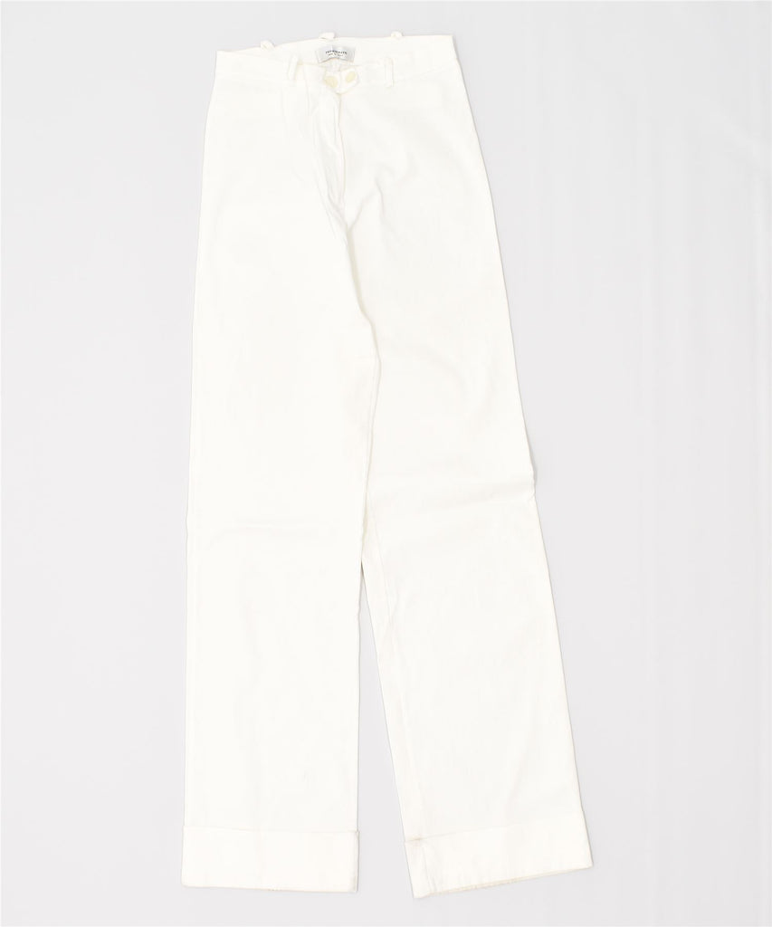 TENDENZE Womens See Through Casual Trousers UK 14 Large W23 L31 White | Vintage | Thrift | Second-Hand | Used Clothing | Messina Hembry 