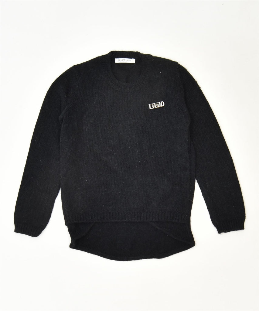 LIU JO Girls Crew Neck Jumper Sweater 7-8 Years Black Acrylic Classic | Vintage | Thrift | Second-Hand | Used Clothing | Messina Hembry 