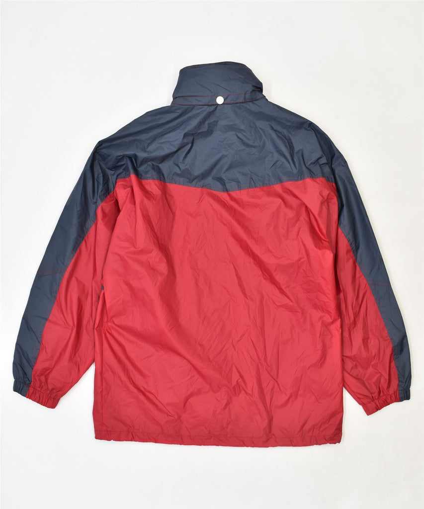 BRUGI Mens Hooded Rain Jacket UK 38 Medium Red Colourblock Polyamide | Vintage | Thrift | Second-Hand | Used Clothing | Messina Hembry 